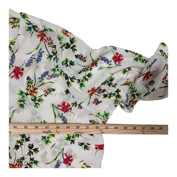 Rose + Olive Women Chiffon White Folral 3/4 Sleeve‎ V Neck Blouse Size 1X - Picture 3 of 8